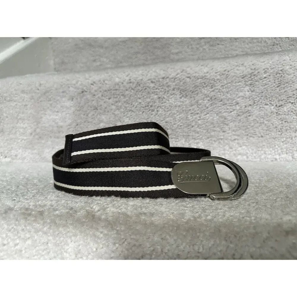 AUTHENTIC GUCCI D RING SIGNATURE CANVAS BELT 189812 H90WN GG SZ 100 40 (USA 34)